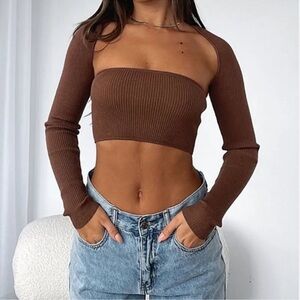 White Fox Boutique Forgetting You Ribbed Cropped Long Sleeve